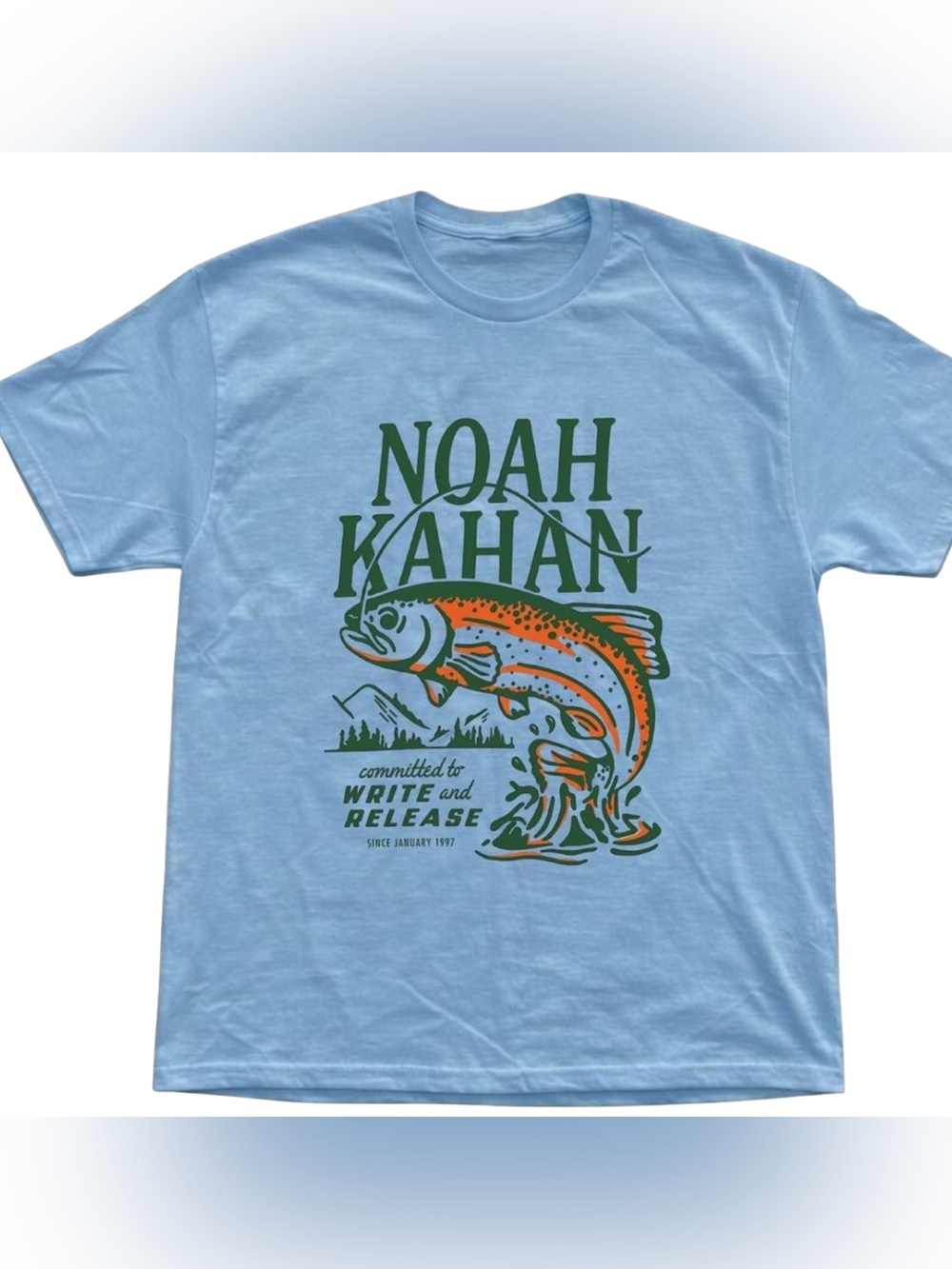 Light Blue Noah Kahan Fish Graphic Tee Unisex 90s Gift For Fan